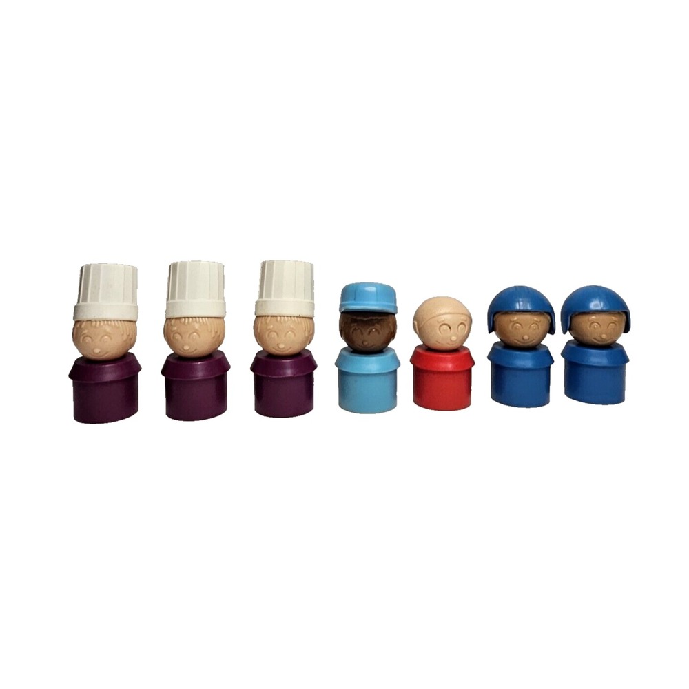 Vintage Tupperware People Jumbo Tupper Toys Figures Lot of Seven Blue Red Purple